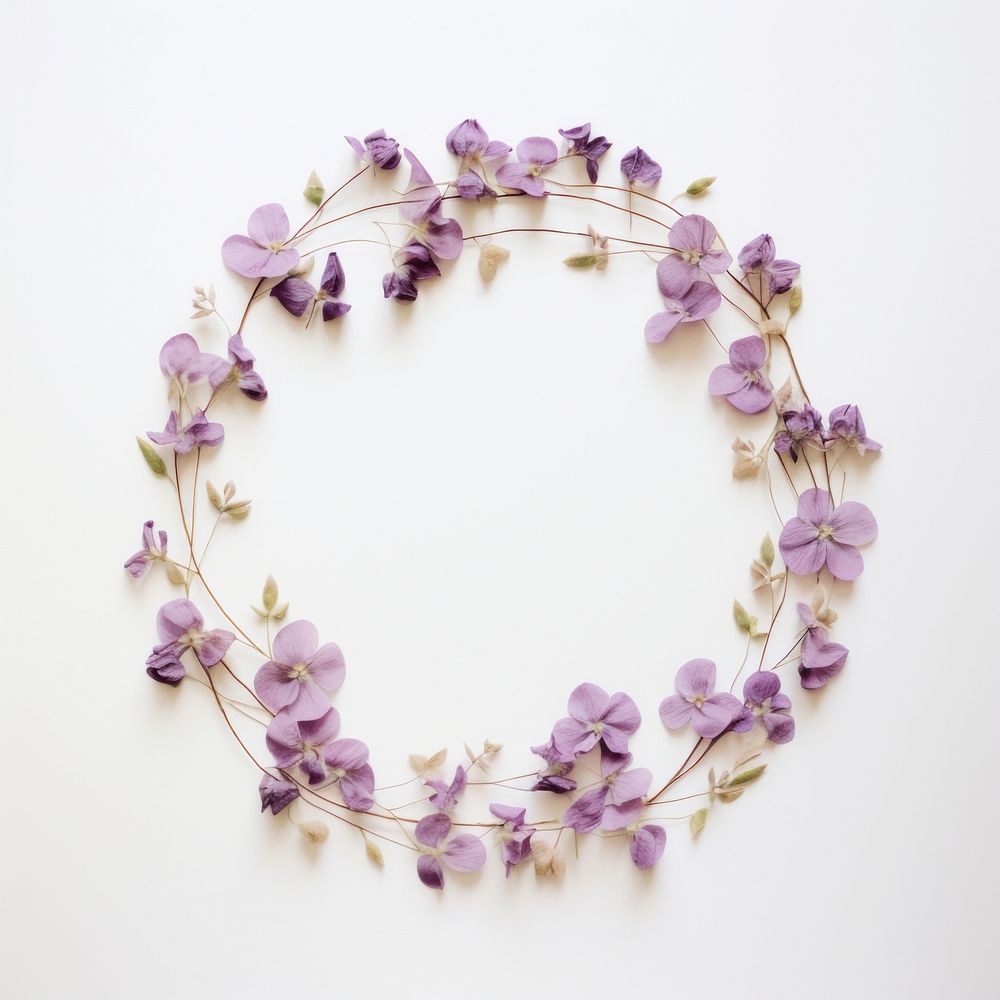  Real pressed lilac flowers jewelry wreath petal. AI generated Image by rawpixel.
