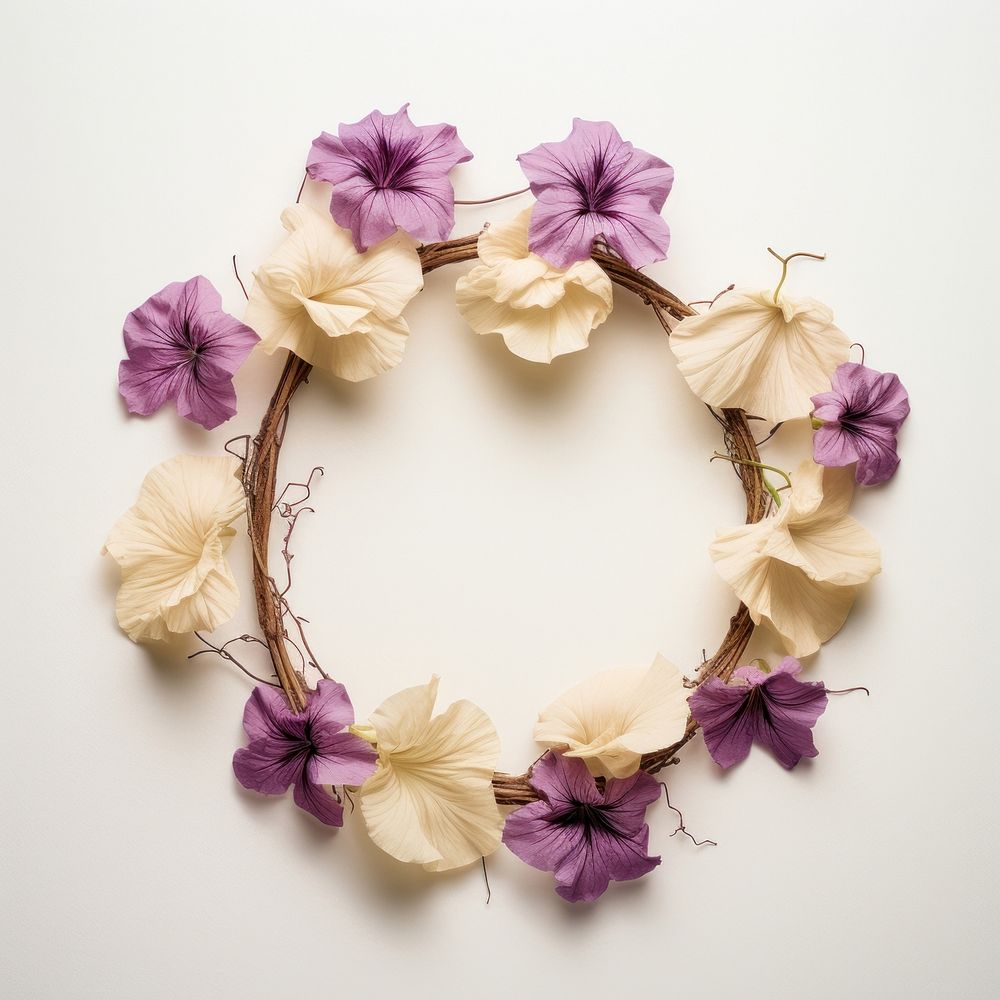  Real pressed petunia flowers wreath plant art. 