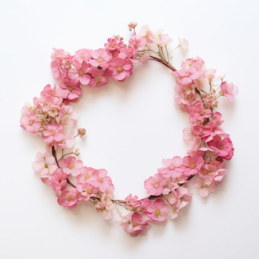  Real Pressed pink Lantana flower blossom jewelry wreath. AI generated Image by rawpixel.