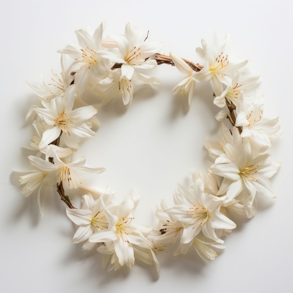  Real pressed tuberose flowers jewelry wreath petal. AI generated Image by rawpixel.