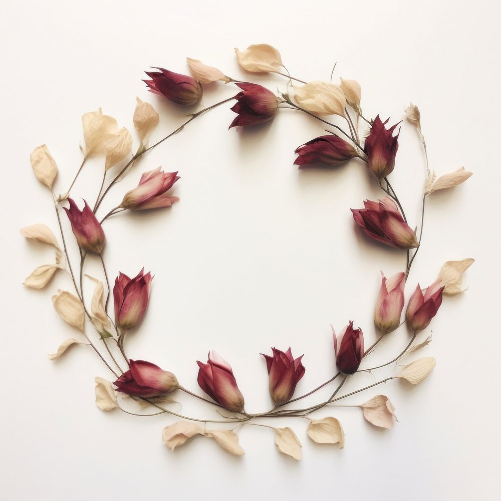  Real pressed tulip flowers wreath petal plant. AI generated Image by rawpixel.
