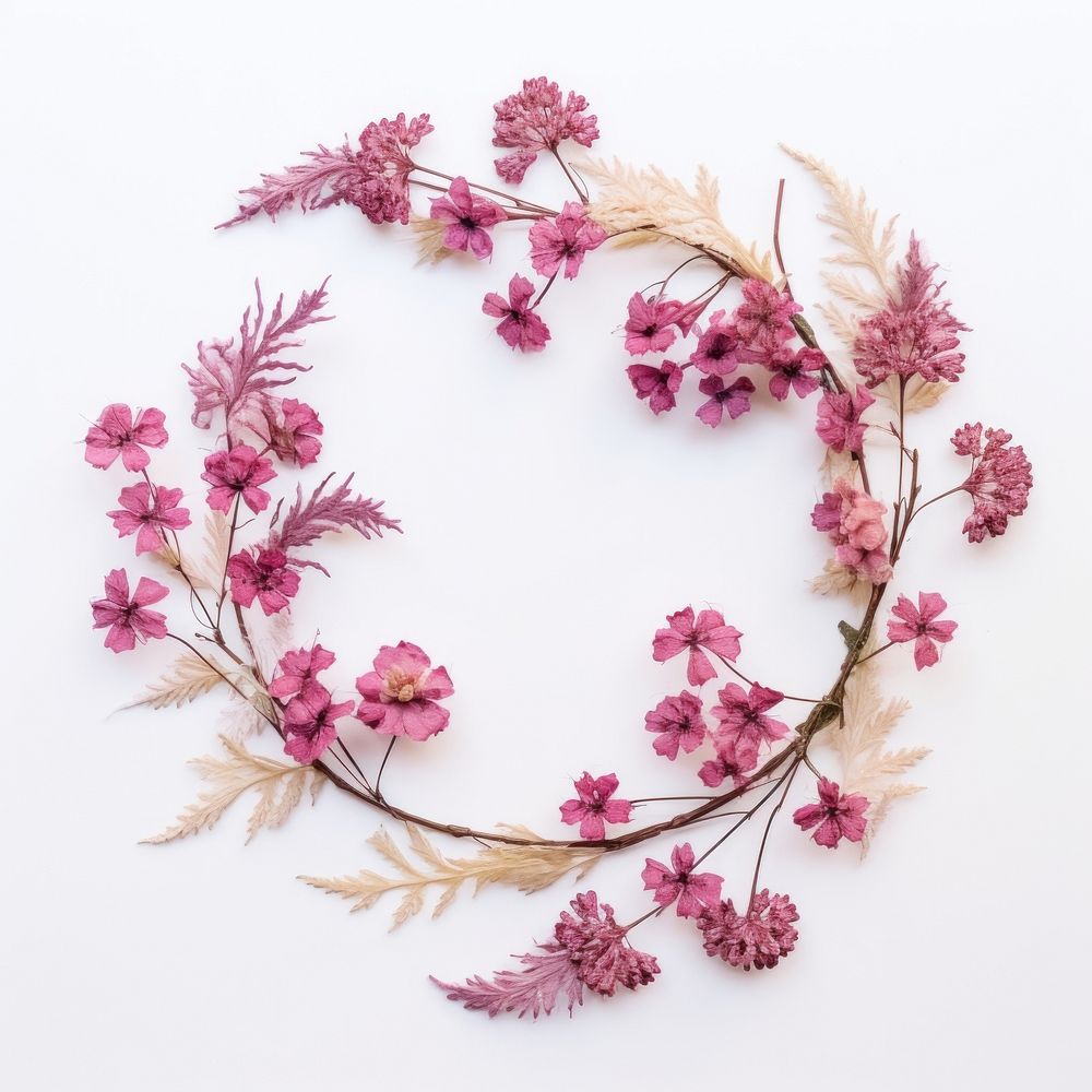  Real pressed verbena flowers wreath plant petal. AI generated Image by rawpixel.