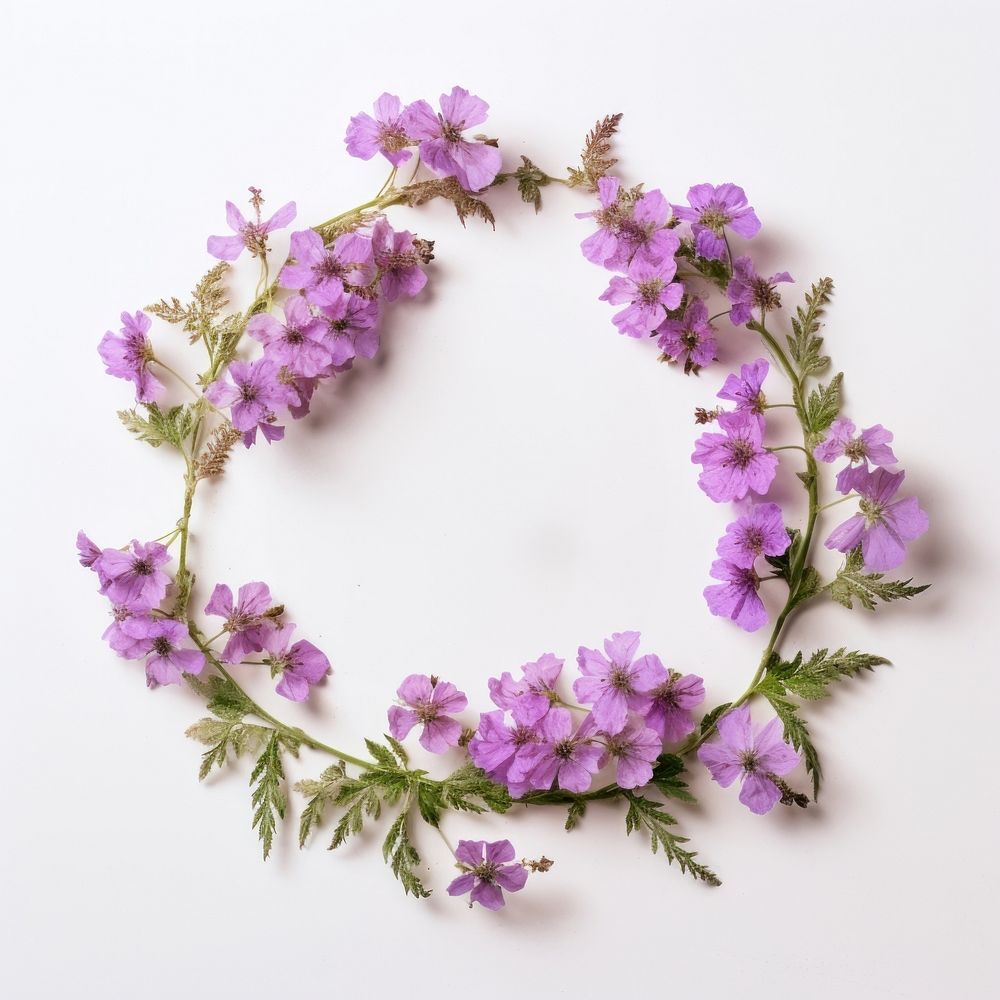  Real pressed verbena flowers jewelry purple wreath. AI generated Image by rawpixel.