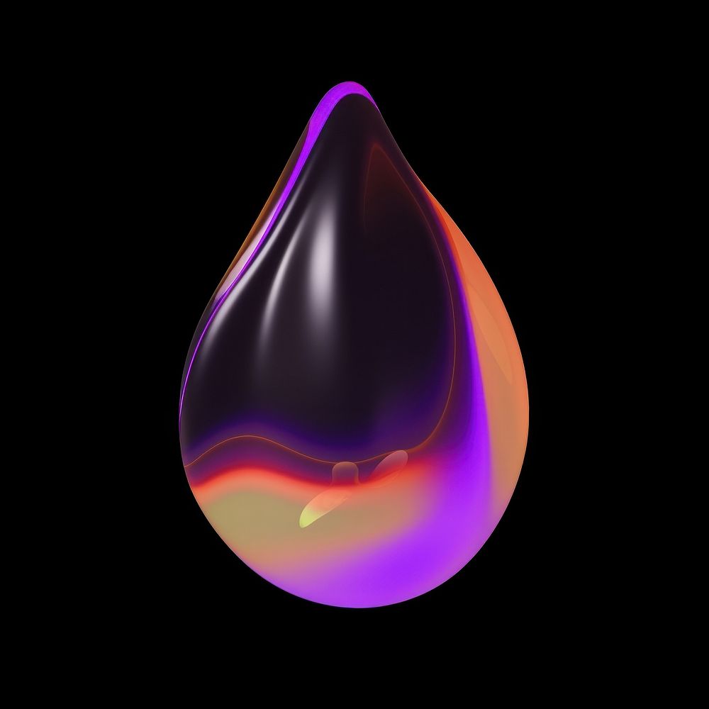 A drop shape purple black background single object.