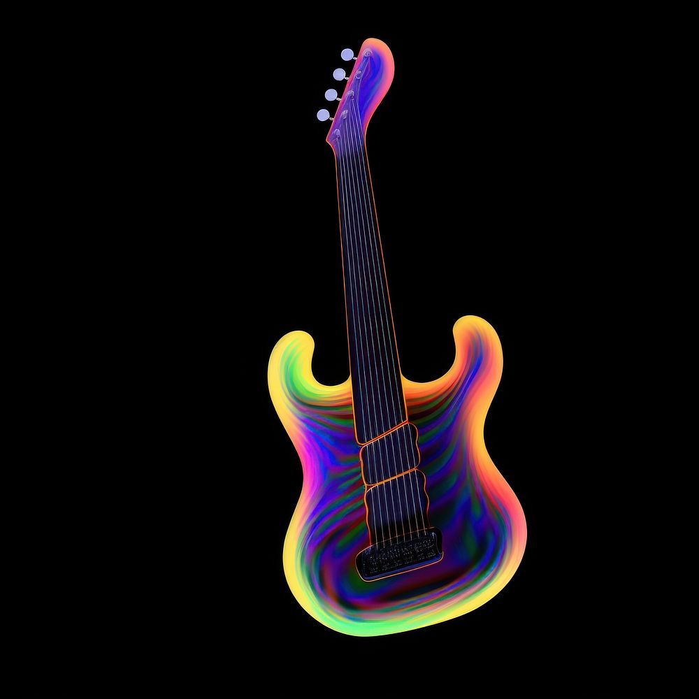 A guitar black background single object performance.