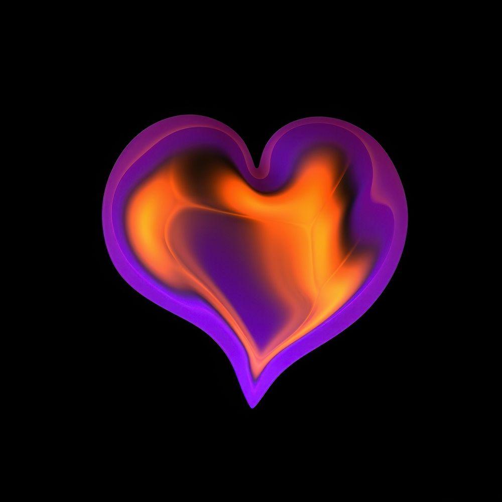 A heart shape purple black background single object.