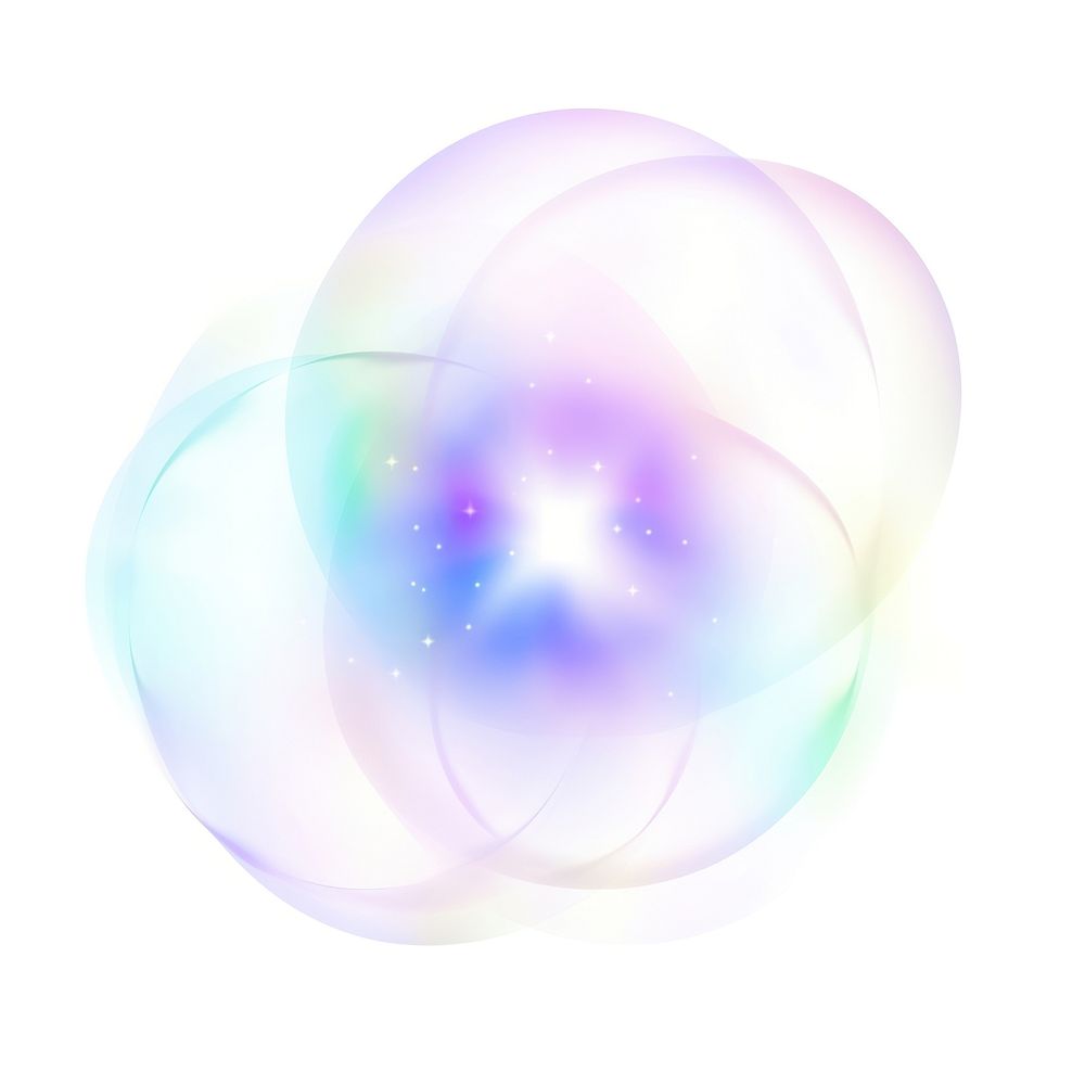 A holography atom sphere bubble white background.