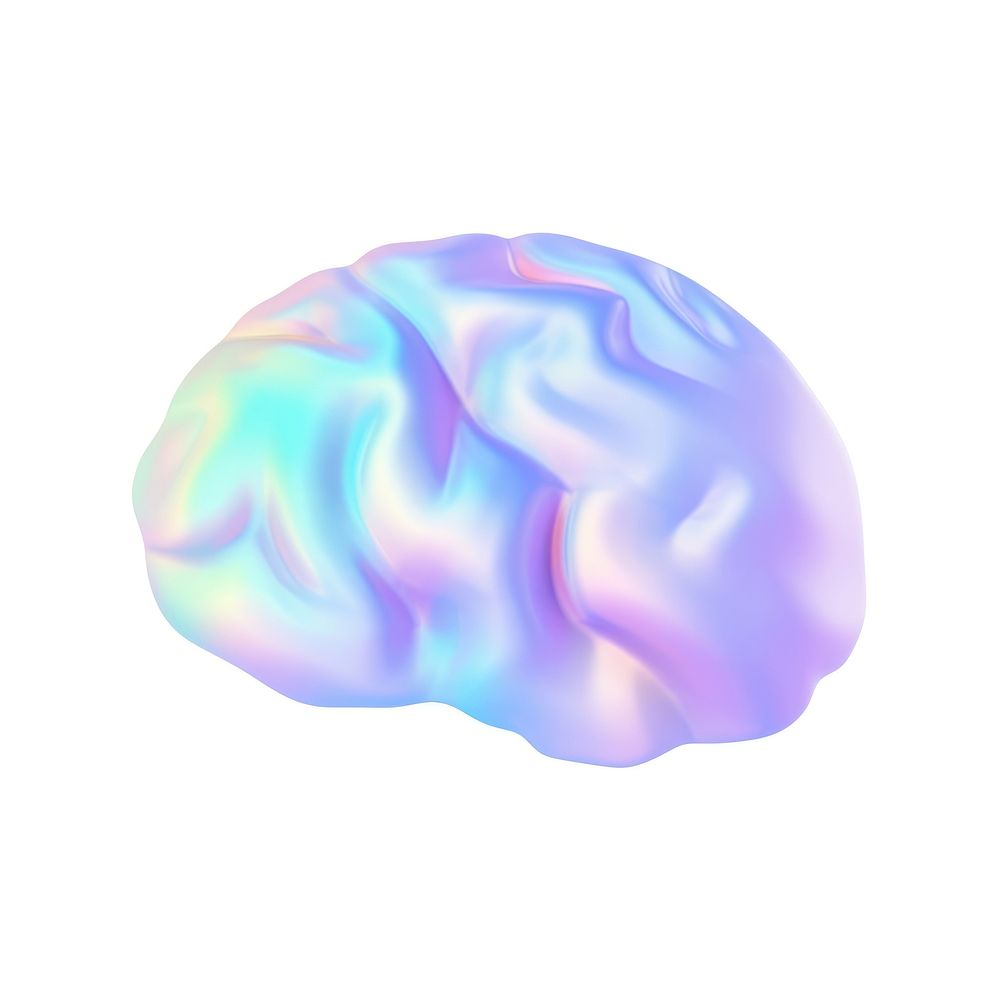 A holography brain icon white background single object translucent.