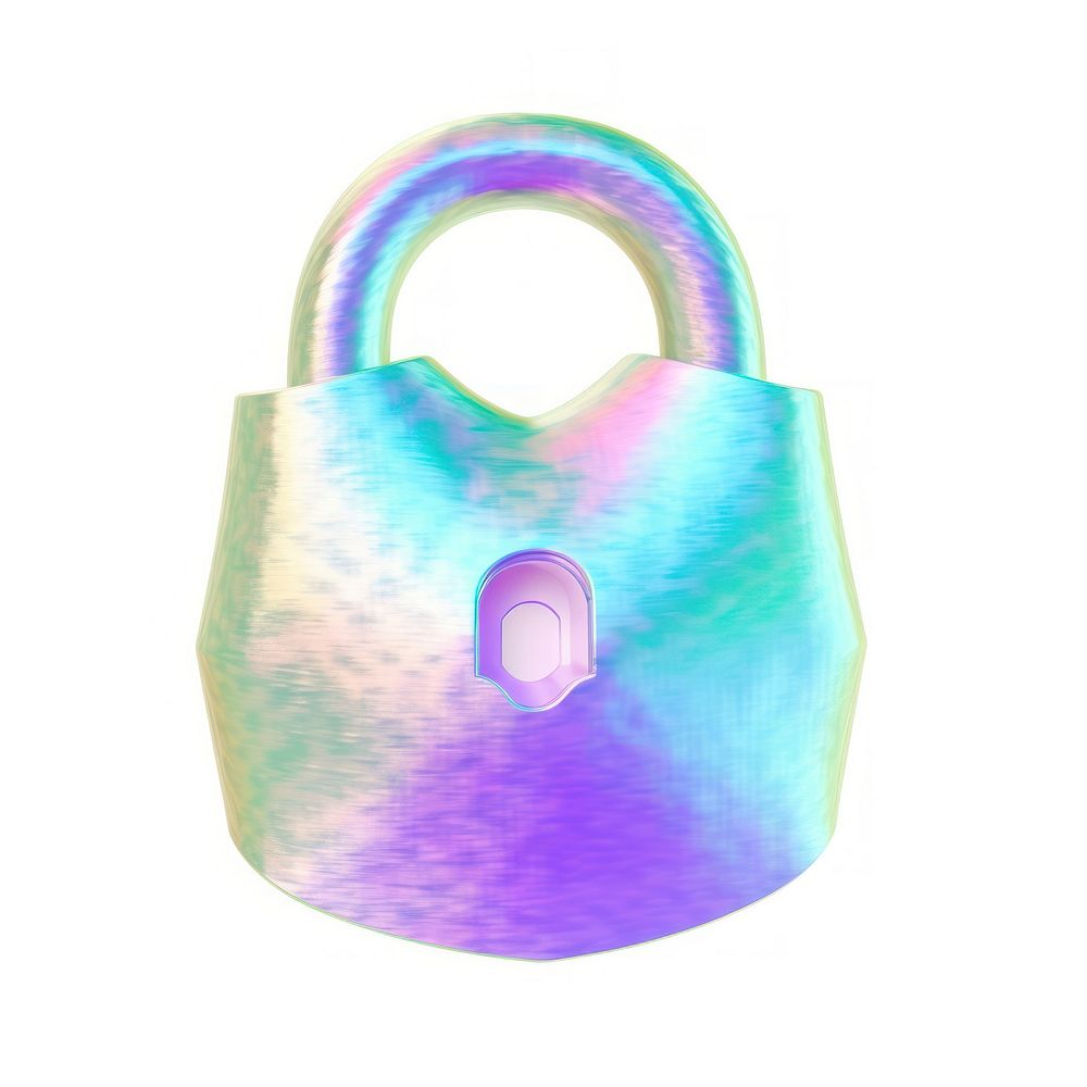 A holography lock handbag white background single object.
