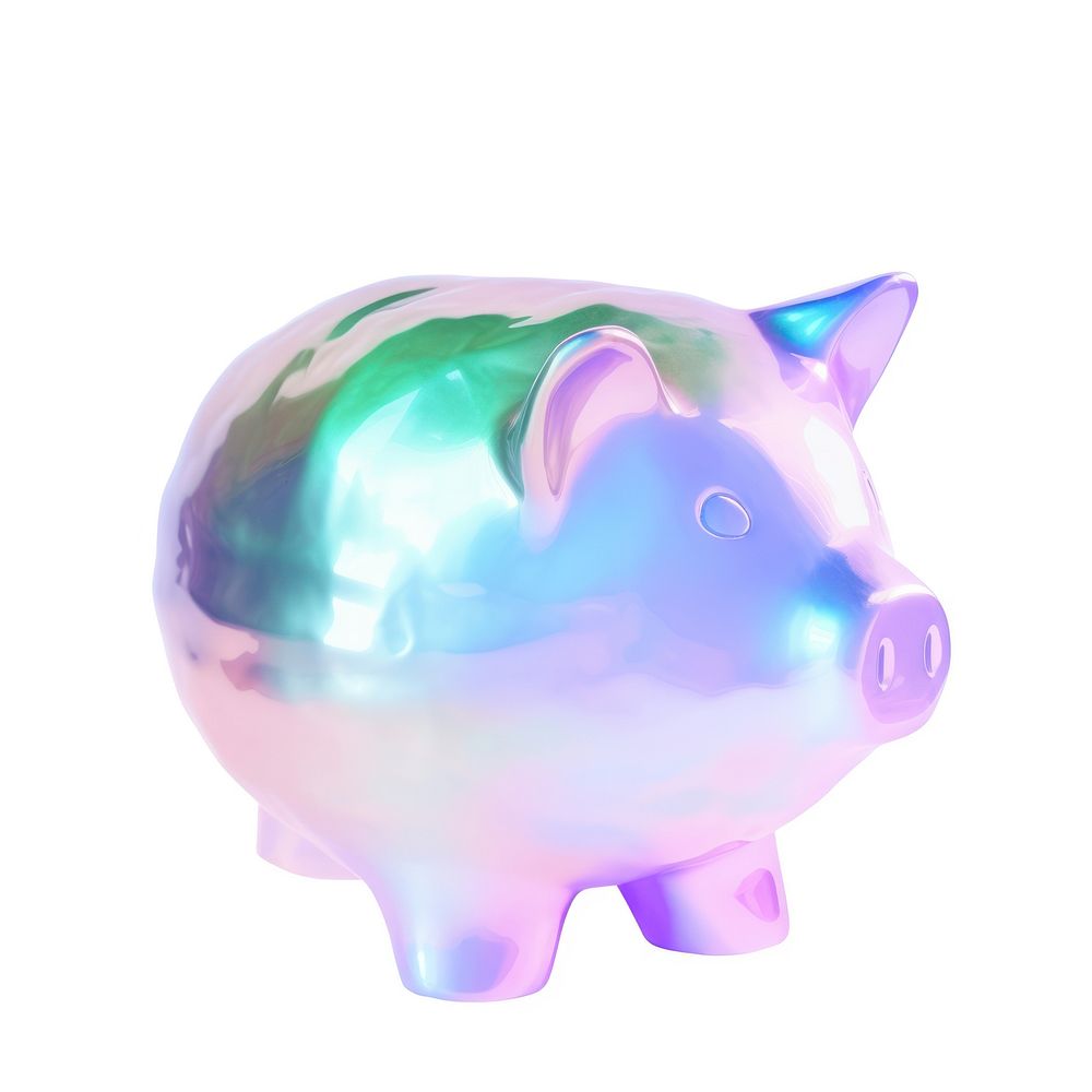 A holography piggy bank white background representation single object.