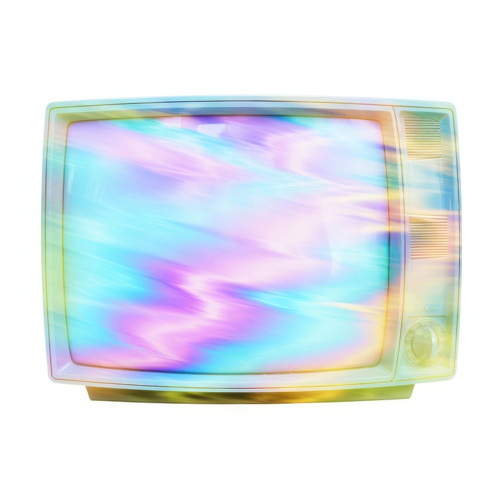 A holography retro television white background single object electronics.