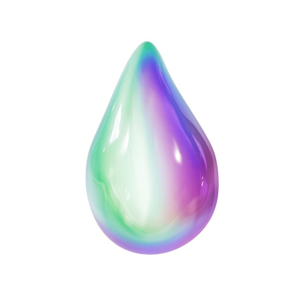 A holography water drop gemstone jewelry white background.