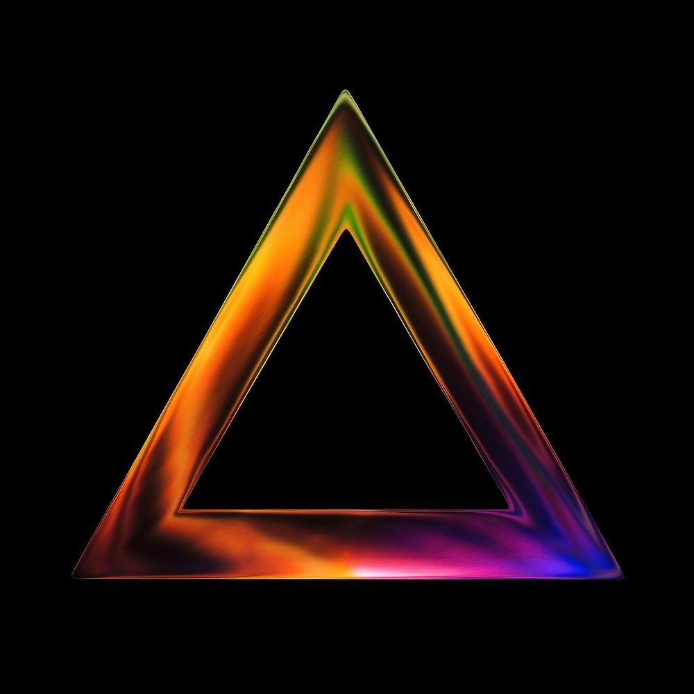 A triangle black background single object illuminated.