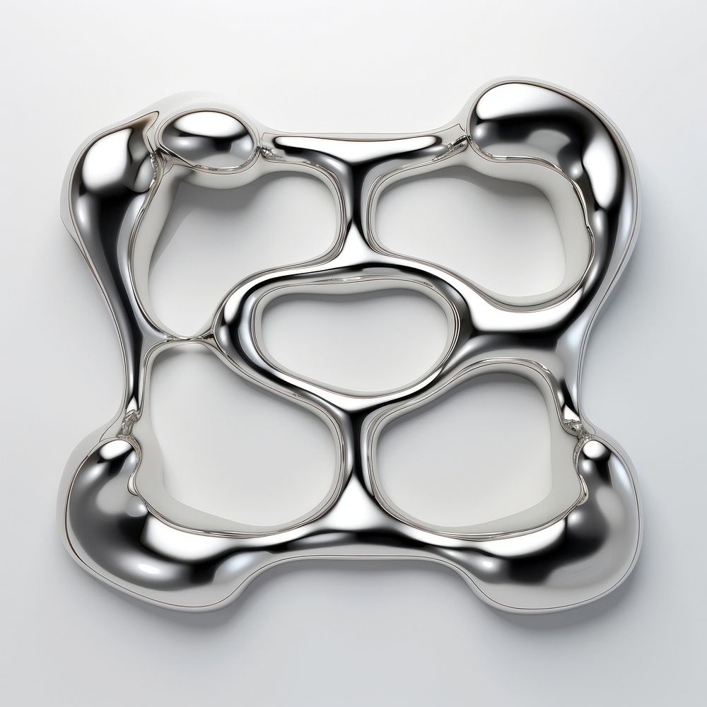 3D solid-fluid liquid shape chrome silver accessories.