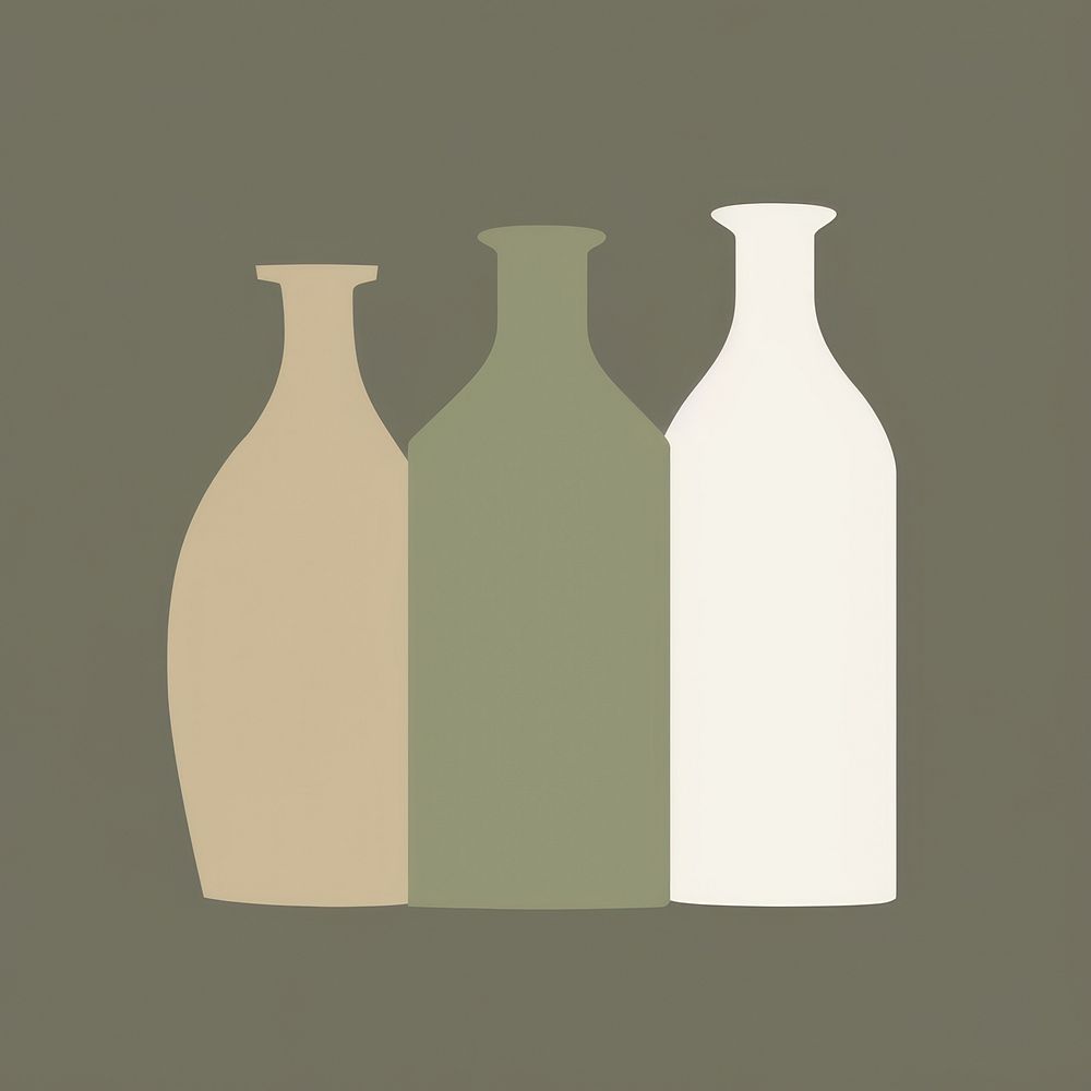 Illustration of 3 simple vase bottle refreshment container.
