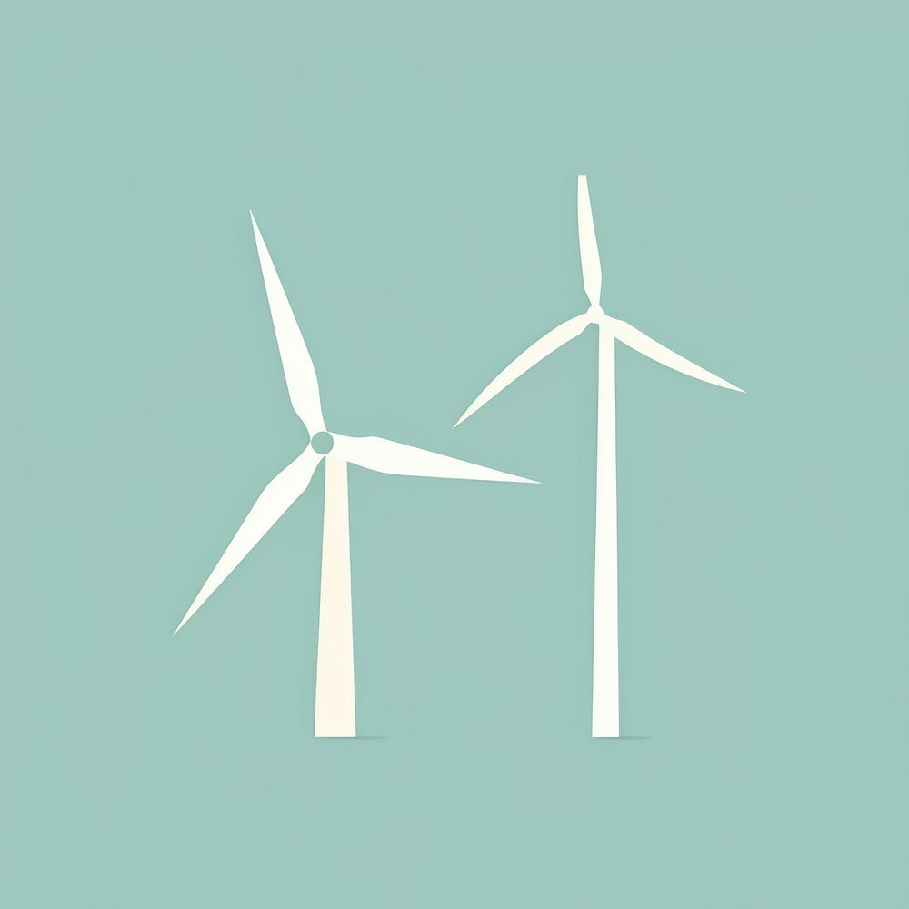 Illustration of 2 simple wind turbine windmill machine electricity.