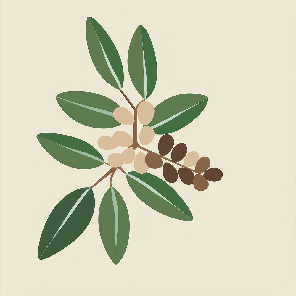 Illustration of a simple coffee plant leaf freshness blossom.