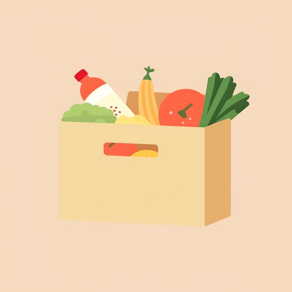 Illustration of a simple delivery box vegetable cardboard carrot.