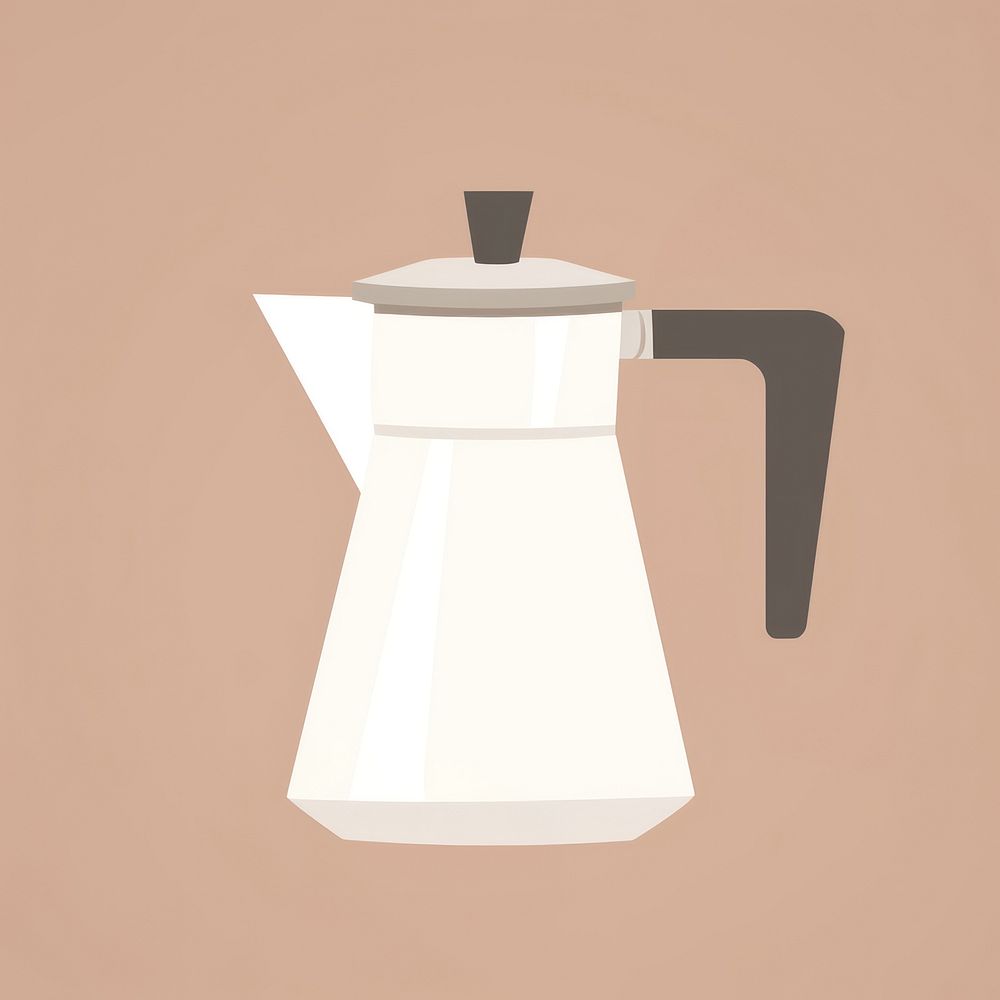 Illustration of a simple moka pot coffee cup mug.