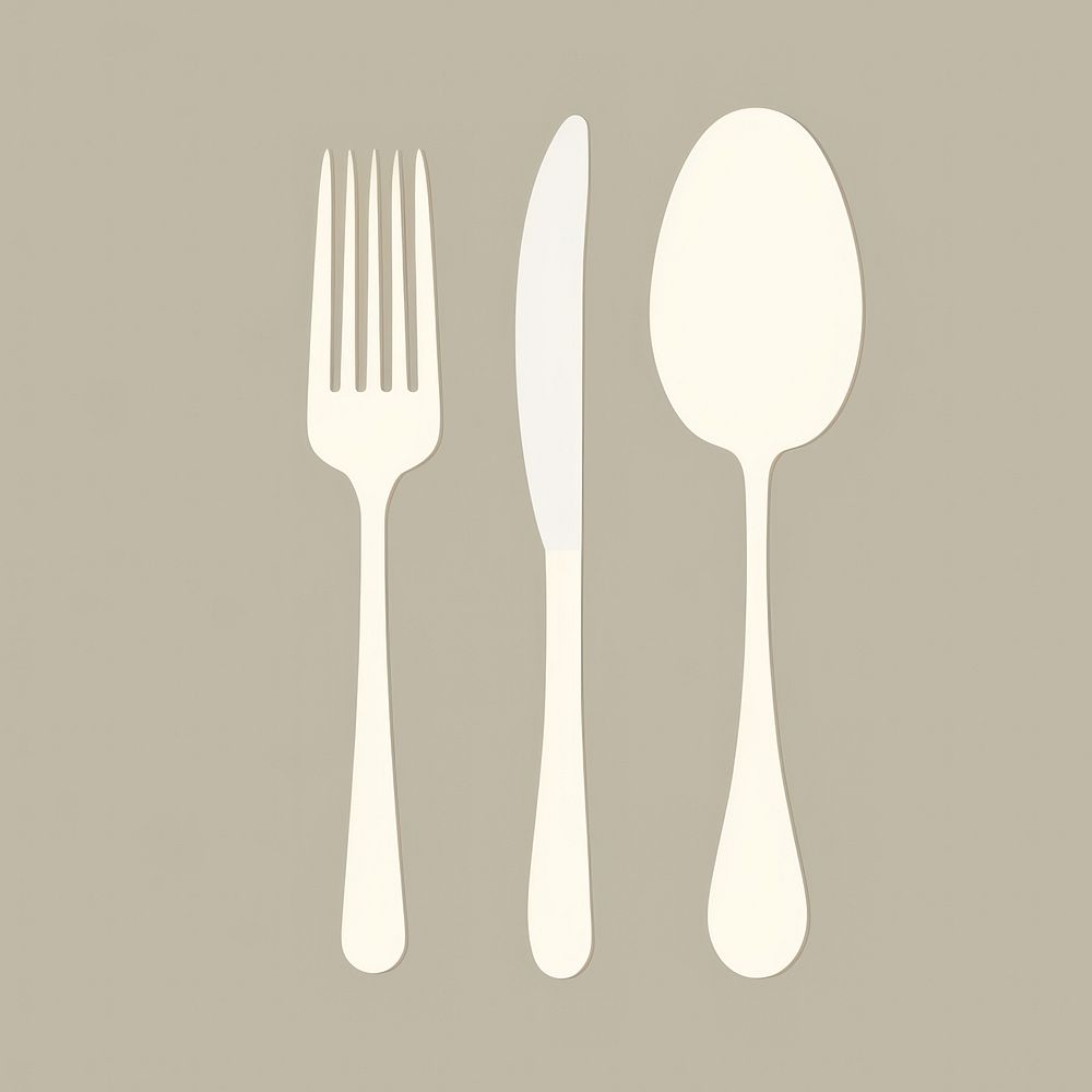 Illustration of a simple spoon and fork knife silverware tableware.