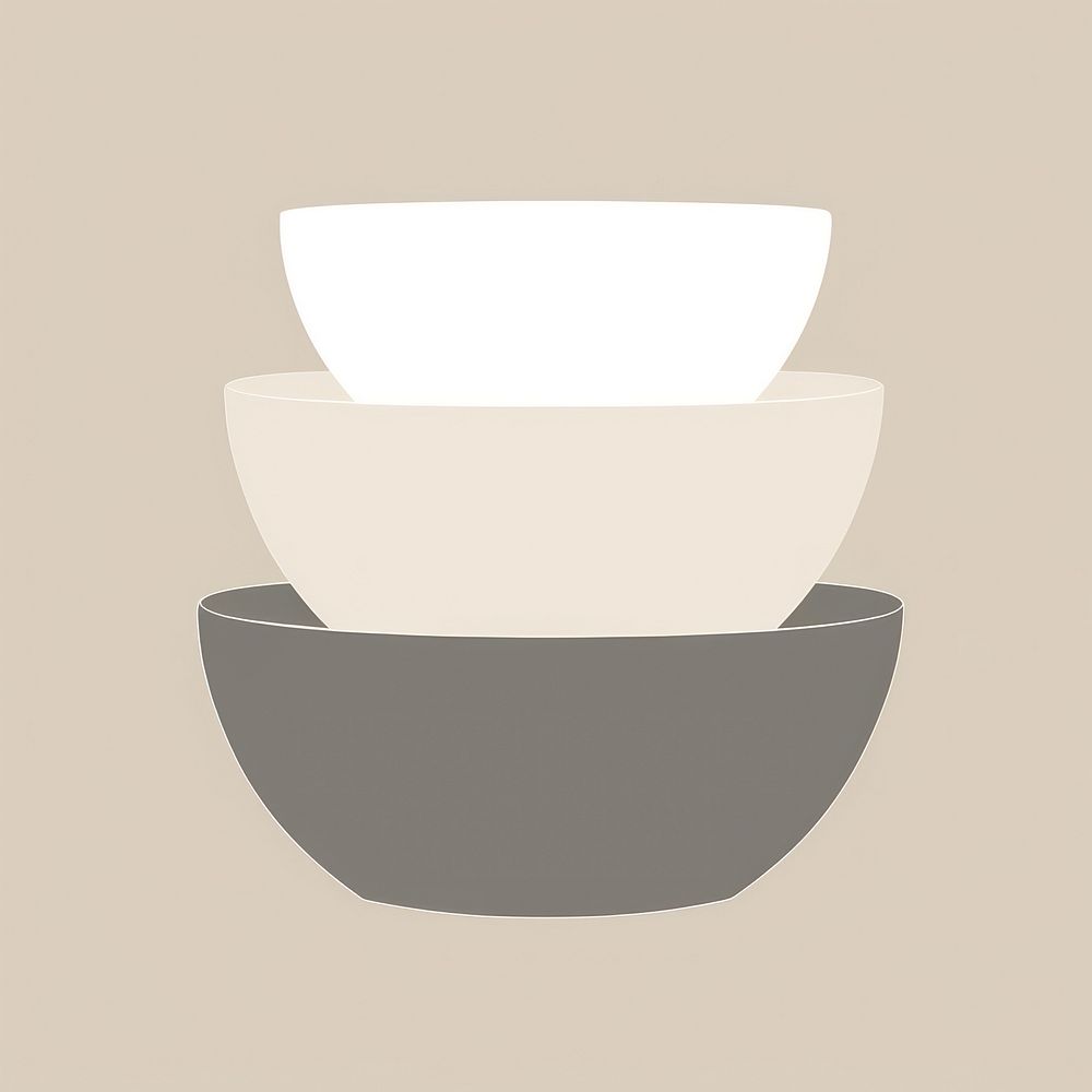 Illustration of a simple stack of bowl tableware porcelain crockery.