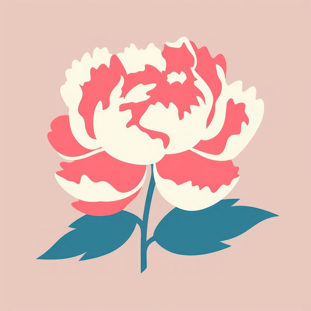Illustration of a simple peony flower plant inflorescence creativity.