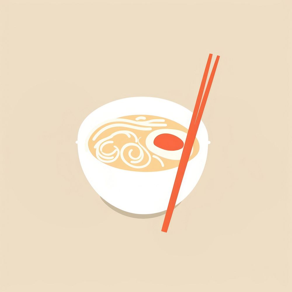 Illustration of a simple ramen chopsticks food meal.