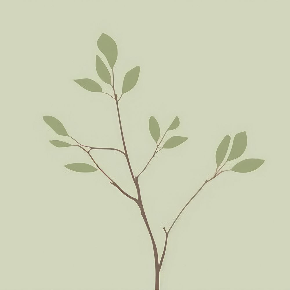 Illustration of a simple Twig Green Leaves pattern plant green.