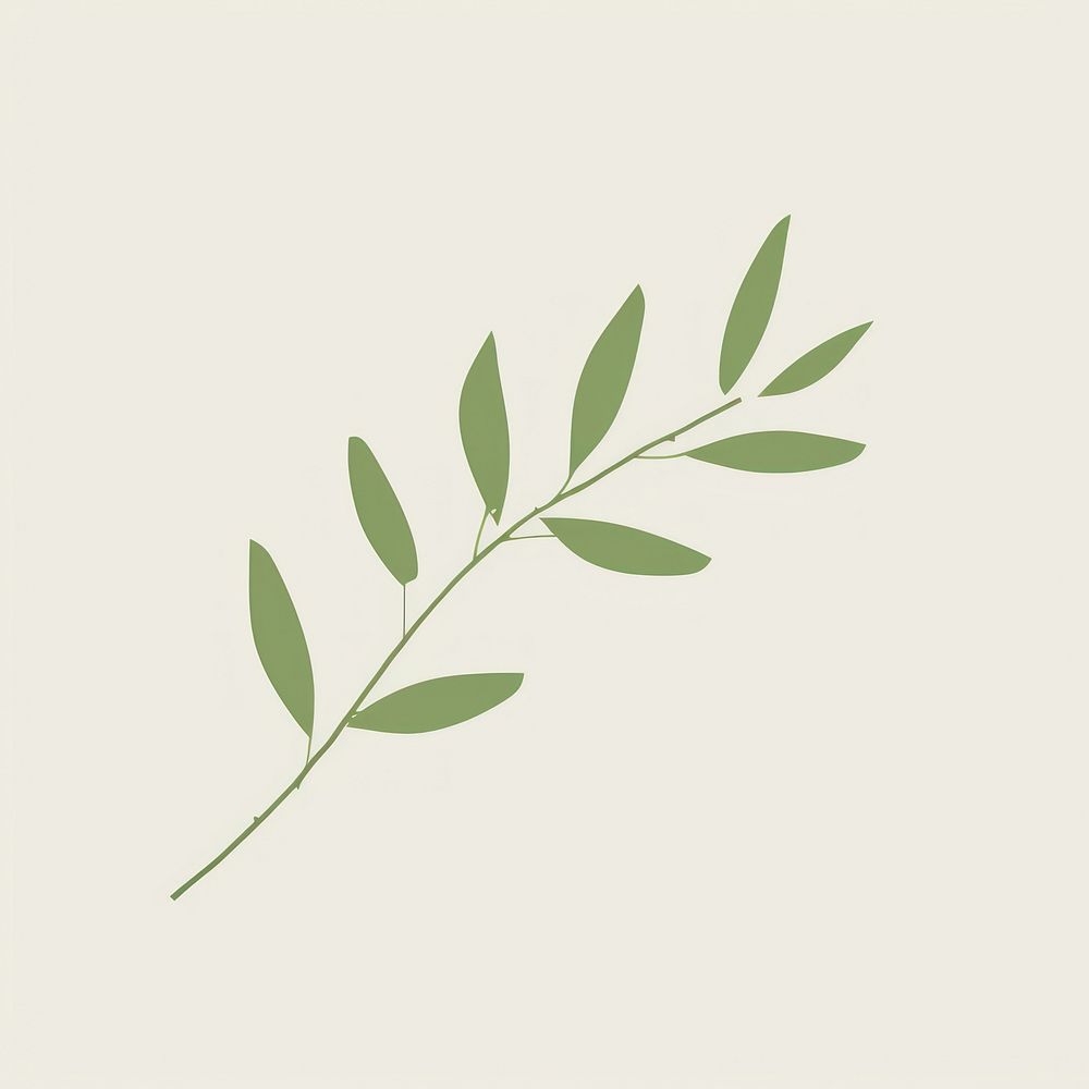 Illustration of a simple Twig Green Leaves green plant herbs.