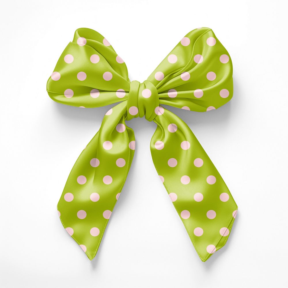 Green ribbon bow mockup psd