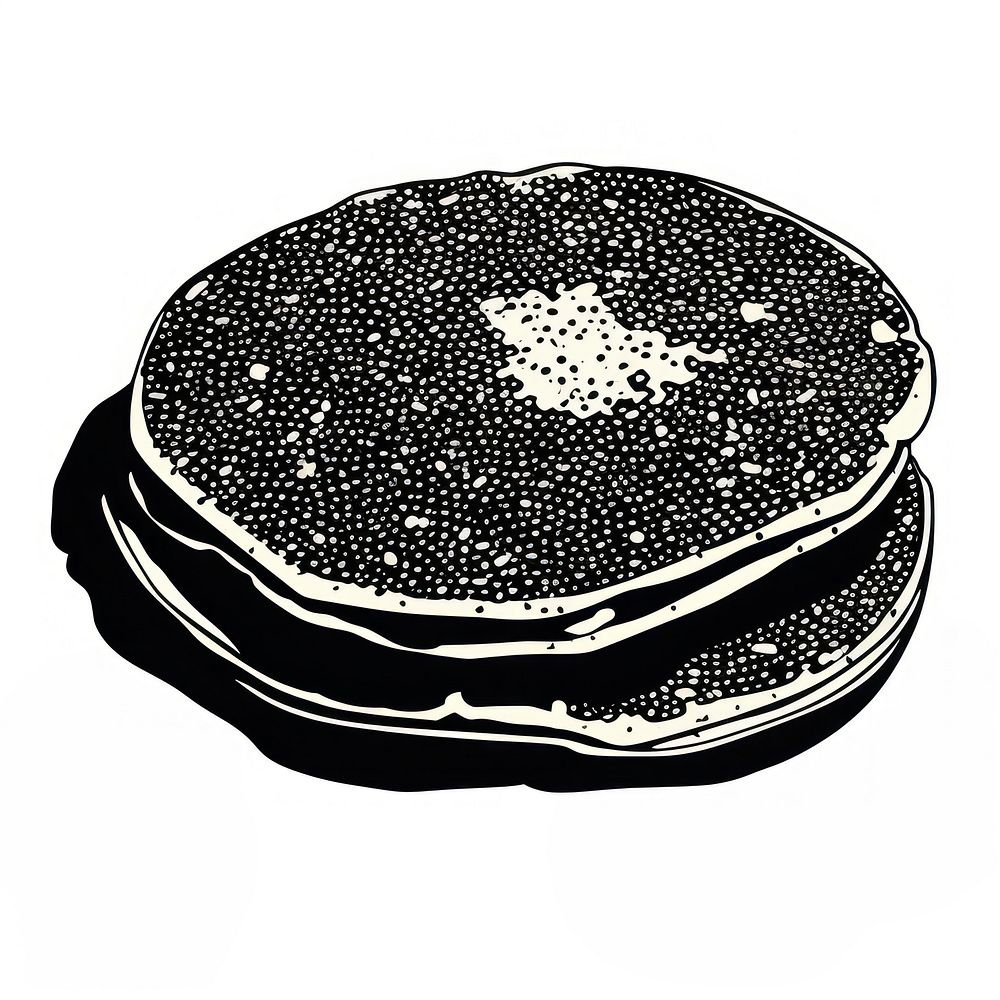 Pancakes with butter black food white background.