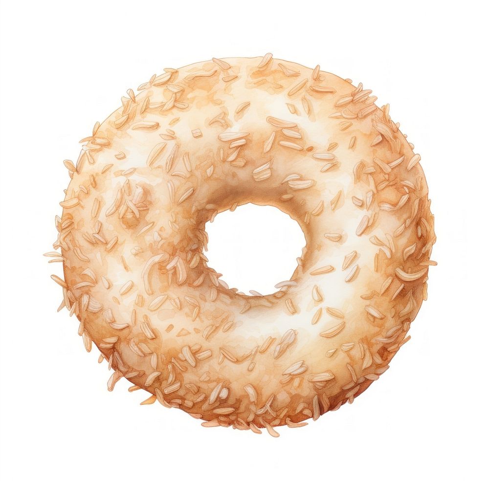 Coconut donut bagel food white background. AI generated Image by rawpixel.