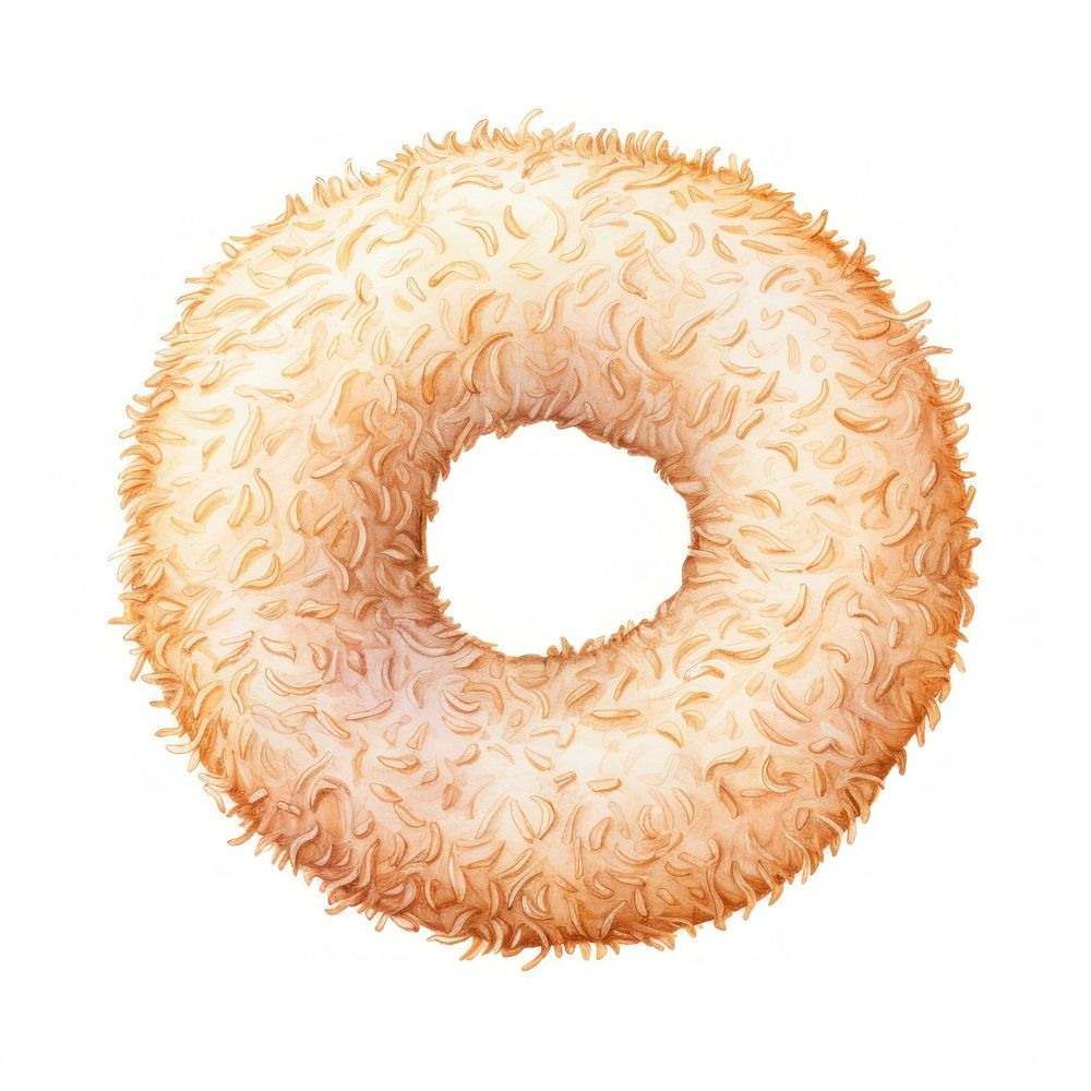 Coconut donut bagel food white background. AI generated Image by rawpixel.