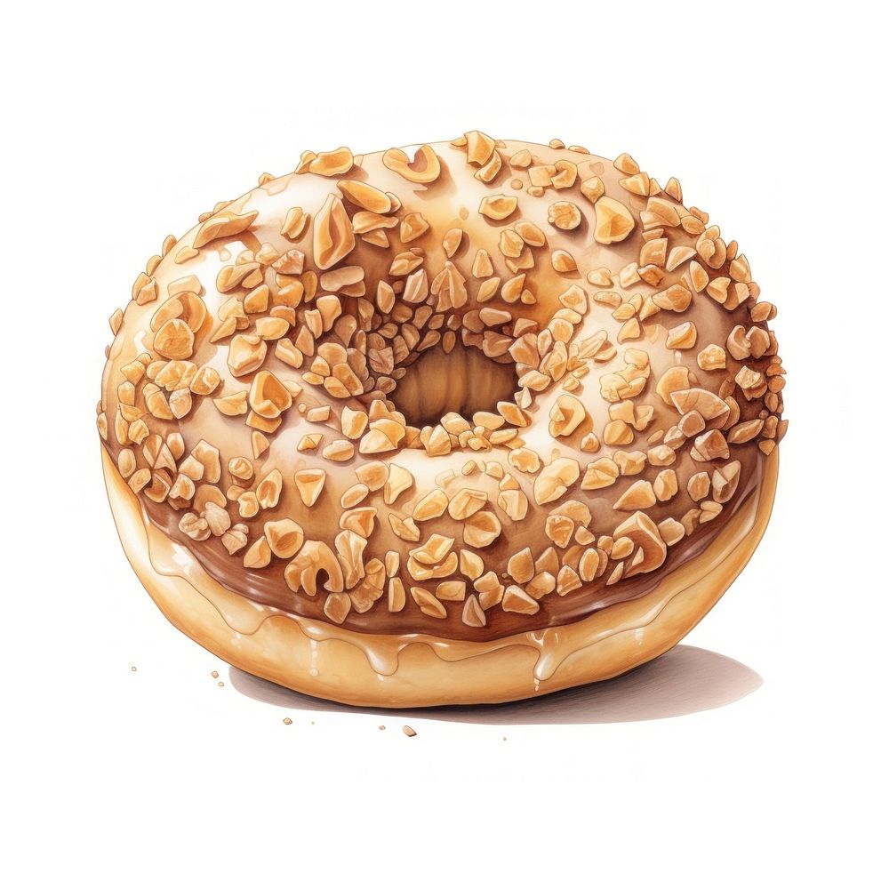 Donut with peanut crumble dessert bagel bread. AI generated Image by rawpixel.