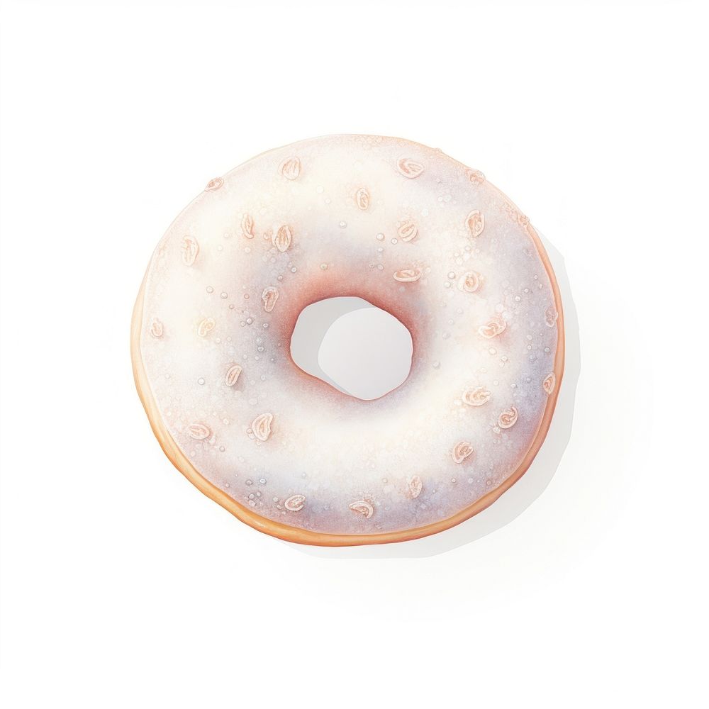 Icing sugar gracedonut bagel food white background. AI generated Image by rawpixel.