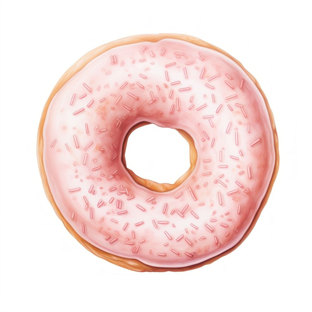 Pink glazed donut food white background confectionery. AI generated Image by rawpixel.