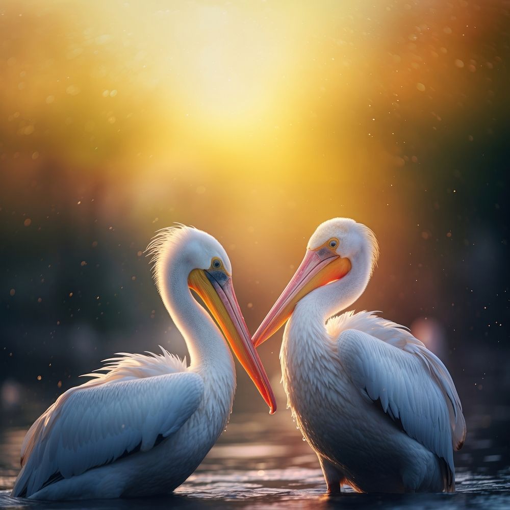 Pelican birds animal beak reflection. AI generated Image by rawpixel.