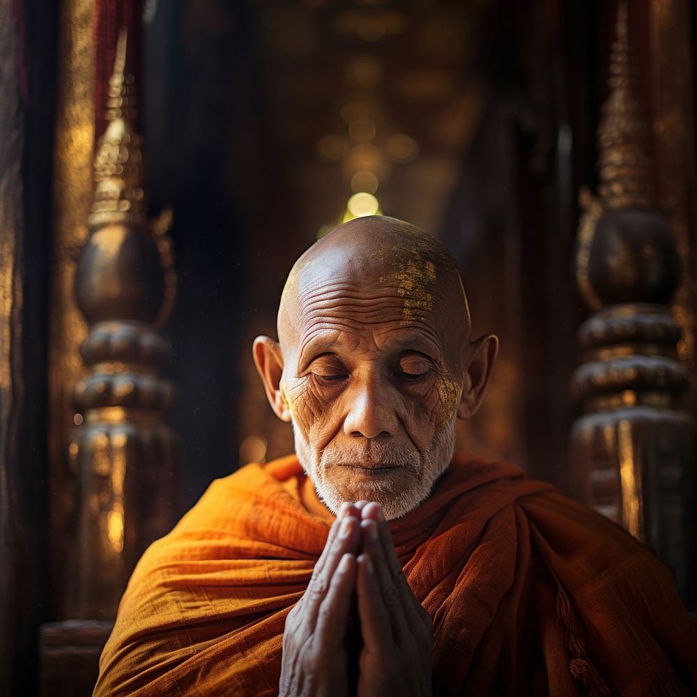 Monk temple adult spirituality. AI generated Image by rawpixel.