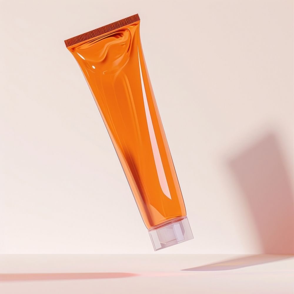 Orange clear showergel tube cosmetics sunscreen yellow.