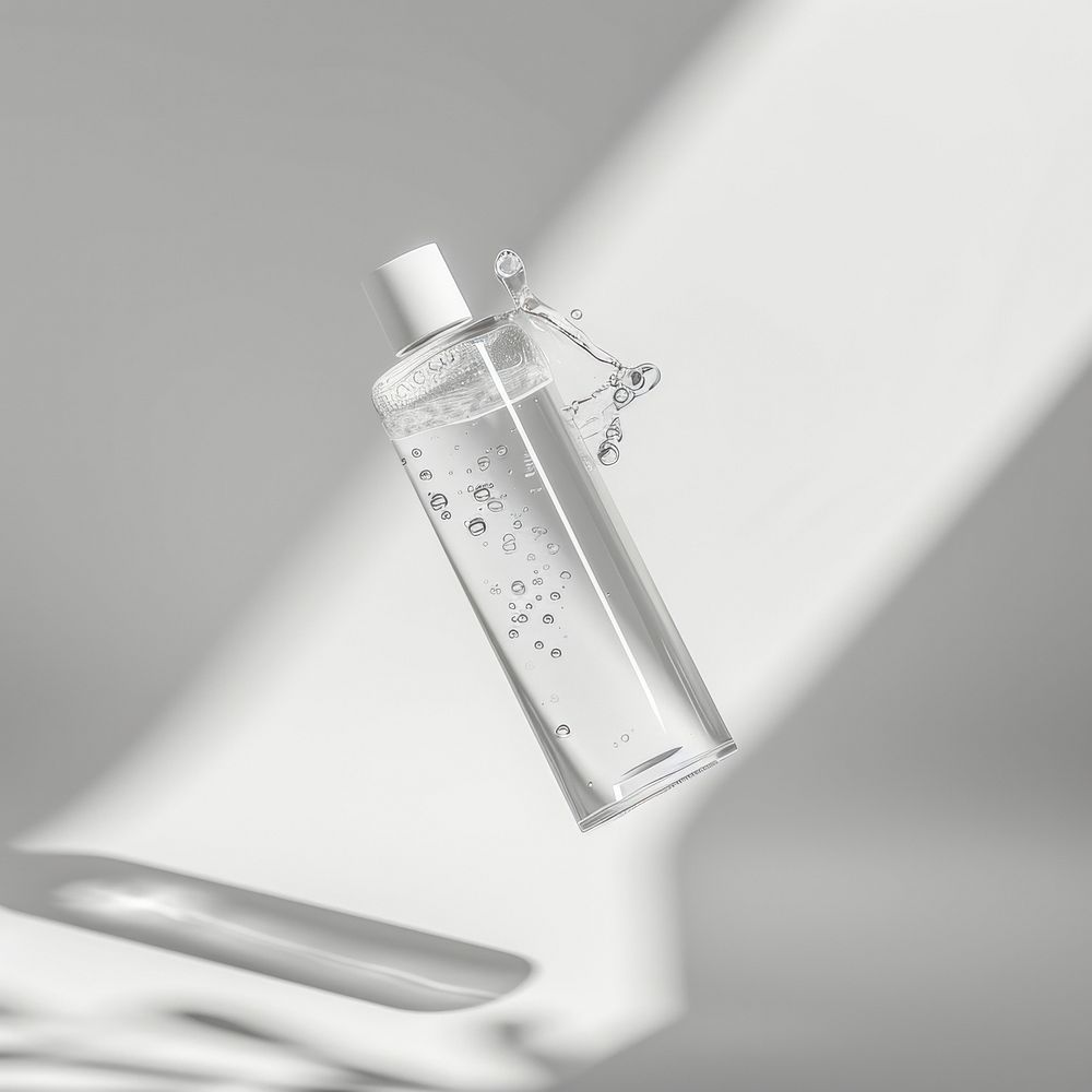 Clear showergel bottle cosmetics perfume refreshment.