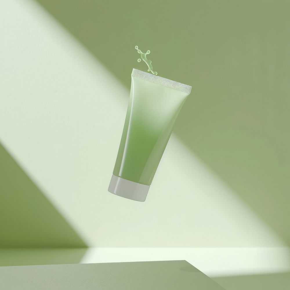 Green clear showergel tube refreshment lighting beverage.