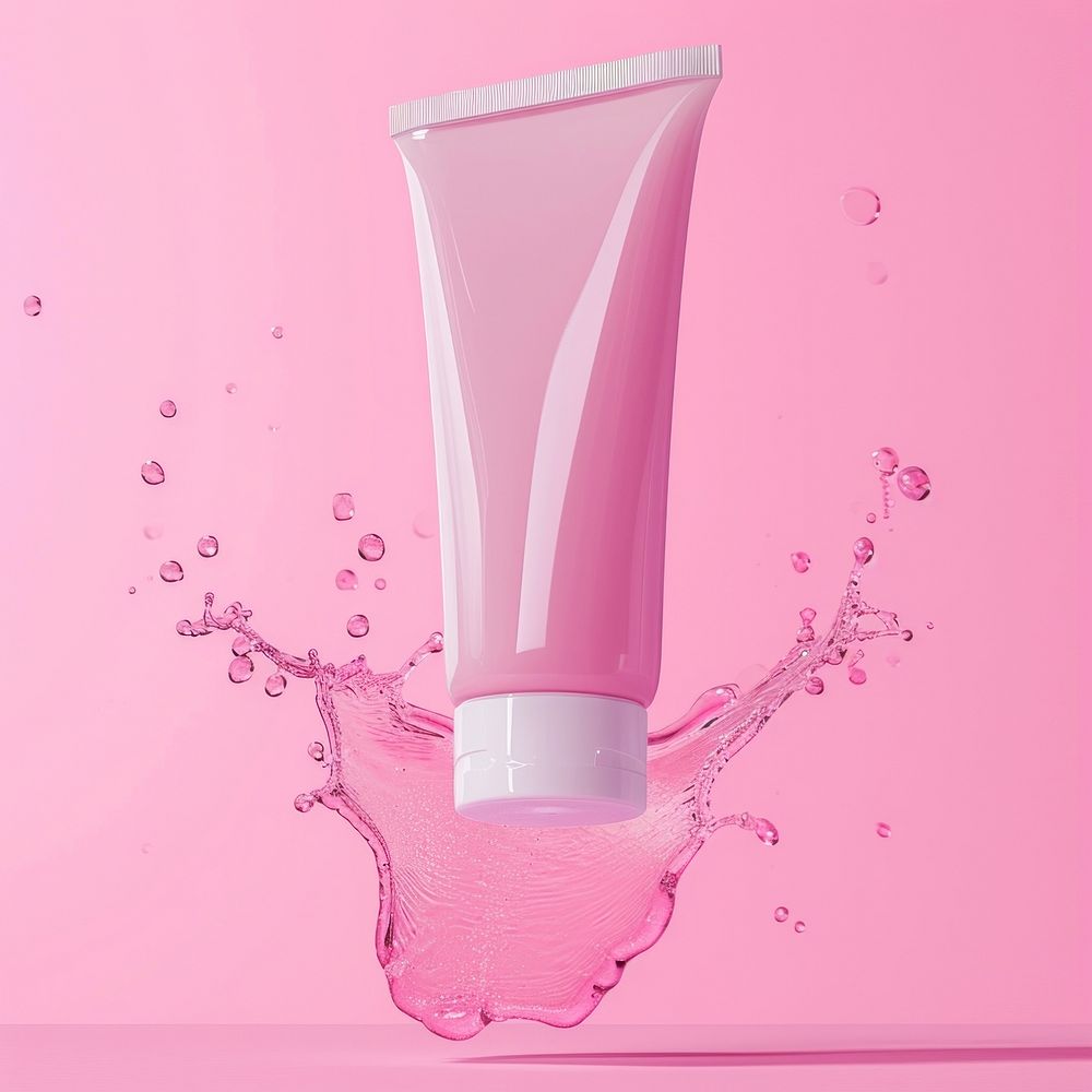 Pink clear showergel tube toothpaste cosmetics science.
