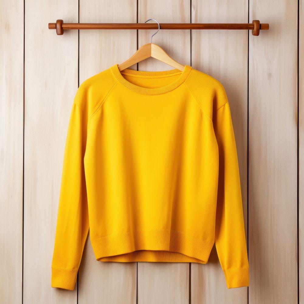 Yellow color sweater shirt sweatshirt wood architecture. AI generated Image by rawpixel.