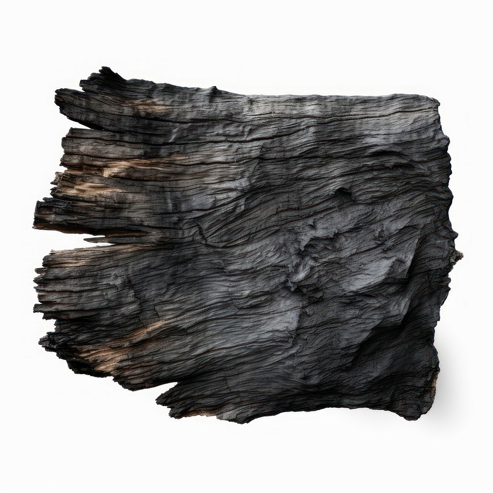 Wood charcoals with brunt rock white background anthracite.