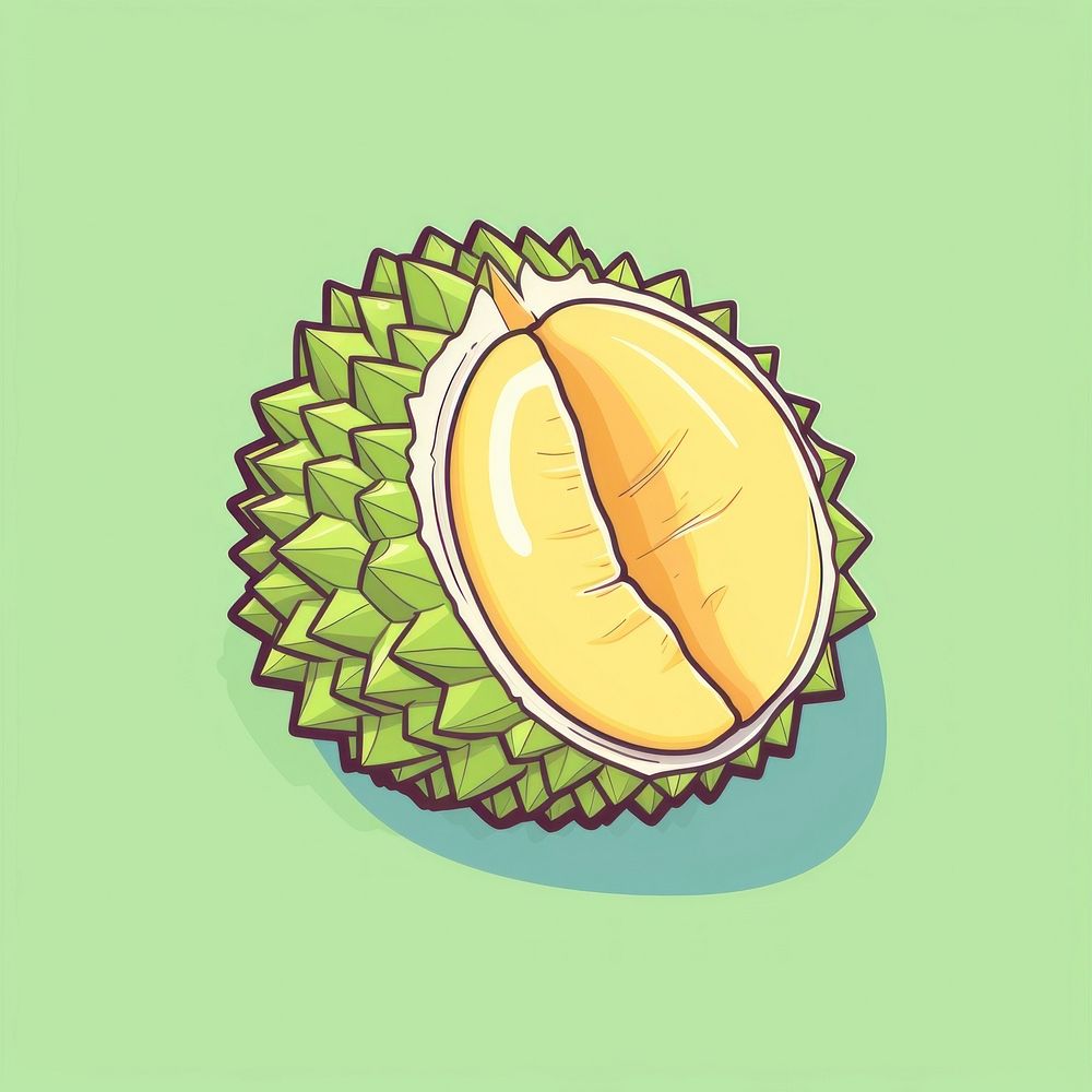 Durian icon flat fruit plant food.