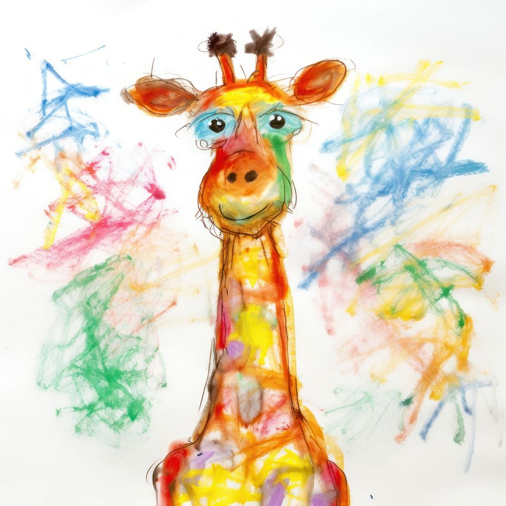  Giraffe painting drawing art. AI generated Image by rawpixel.