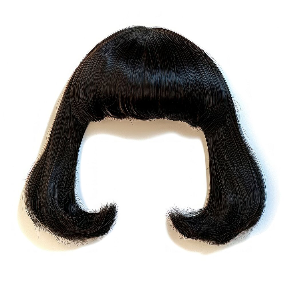 A dark brown hair wig on a white background adult hairstyle moustache.