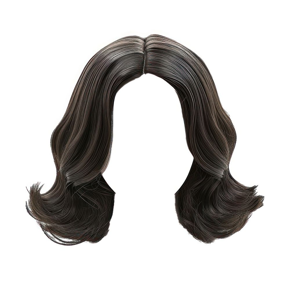 A dark brown hair wig on a white background adult hairstyle female.