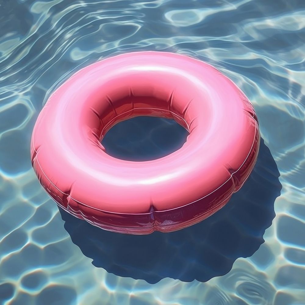 Floating inflatable lifebuoy outdoors.