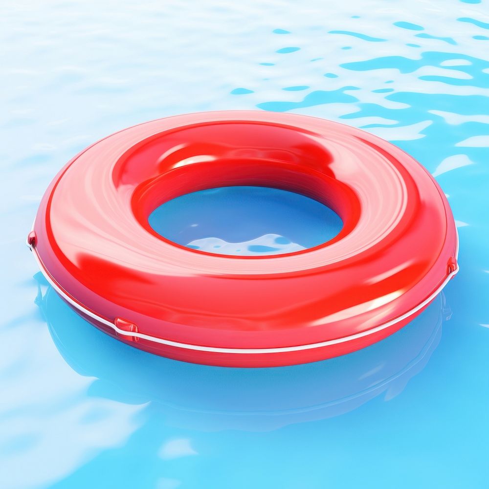 Floating with grip inflatable lifebuoy swimming.